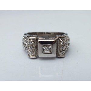 Sterling Silver Ring, Square Face, Cubic Zirconia Accents Size 5 3/4